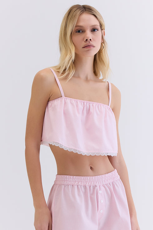 TOP LISTRADO ROSA COM ALÇA